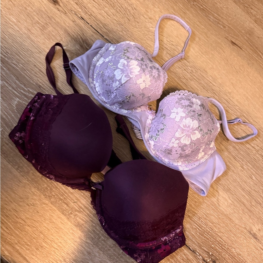 Victoria's Secret Lace Bra Set - Lavender and Plum